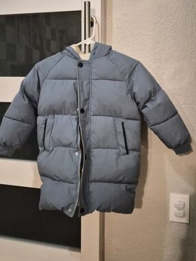 Kids Hooded Puffer Jacket - Dusty Blue